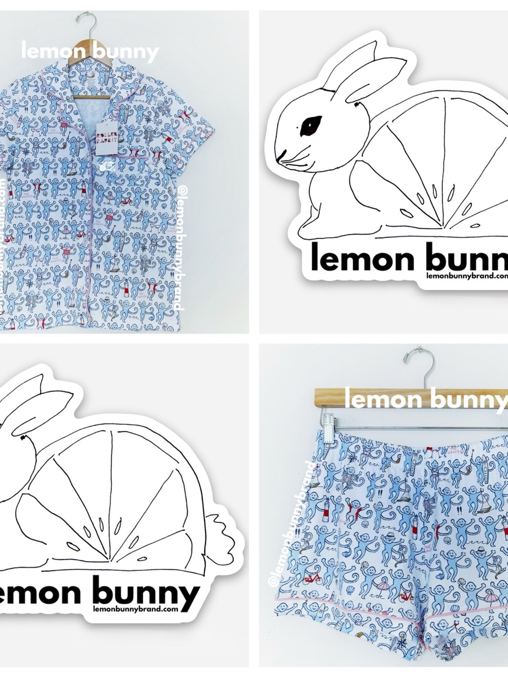 Roller Rabbit Hamptons Monkey Polo Pajamas in Blue Size S Brand New NWT